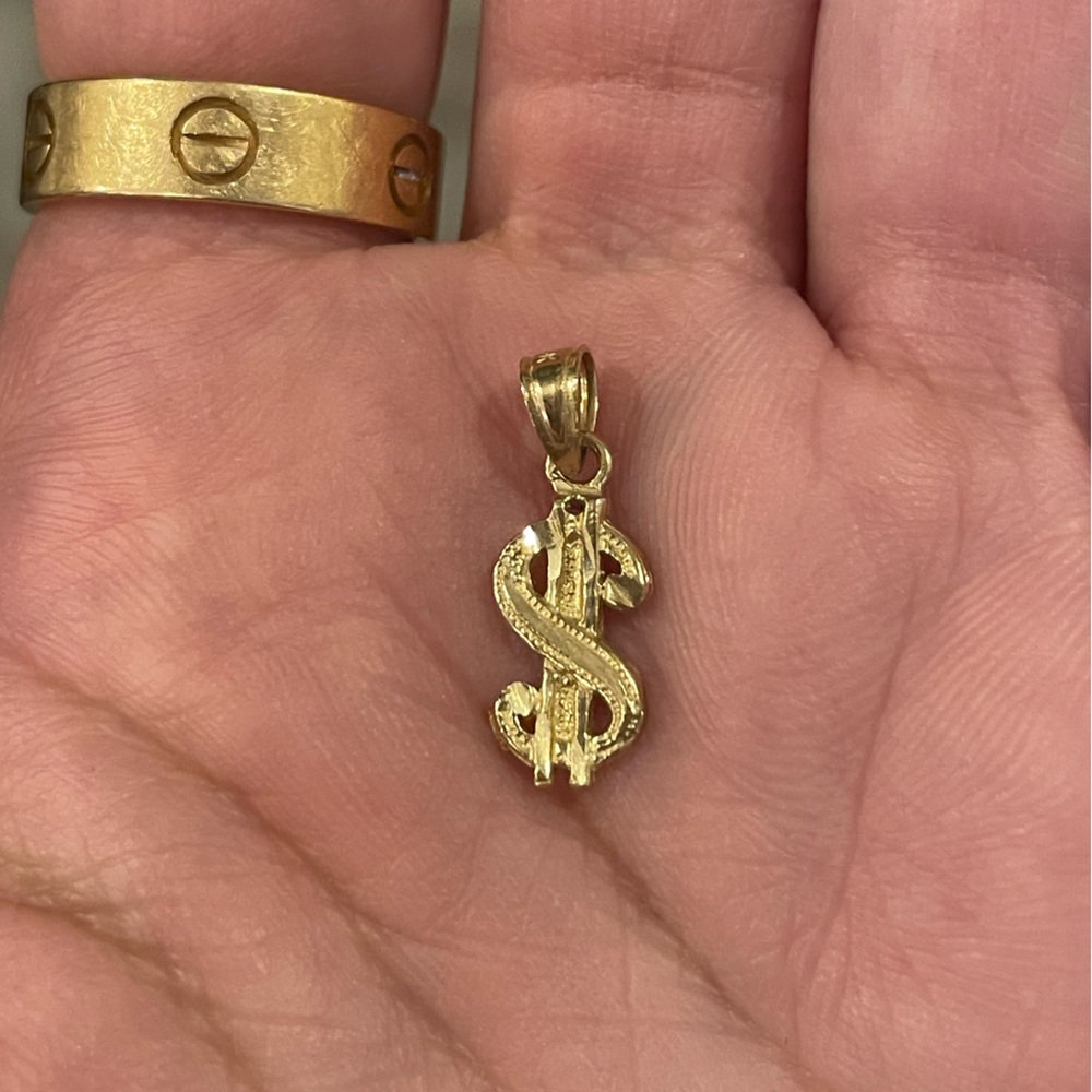 10K Yellow Gold Pendant $ Money Sign Dollars